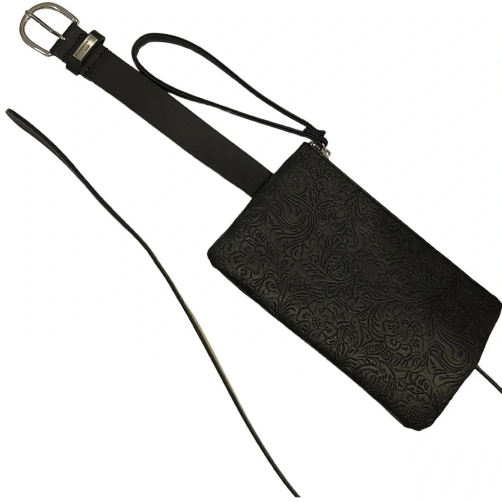 Stone Mountain USA Leather Black Belt with removable Purse